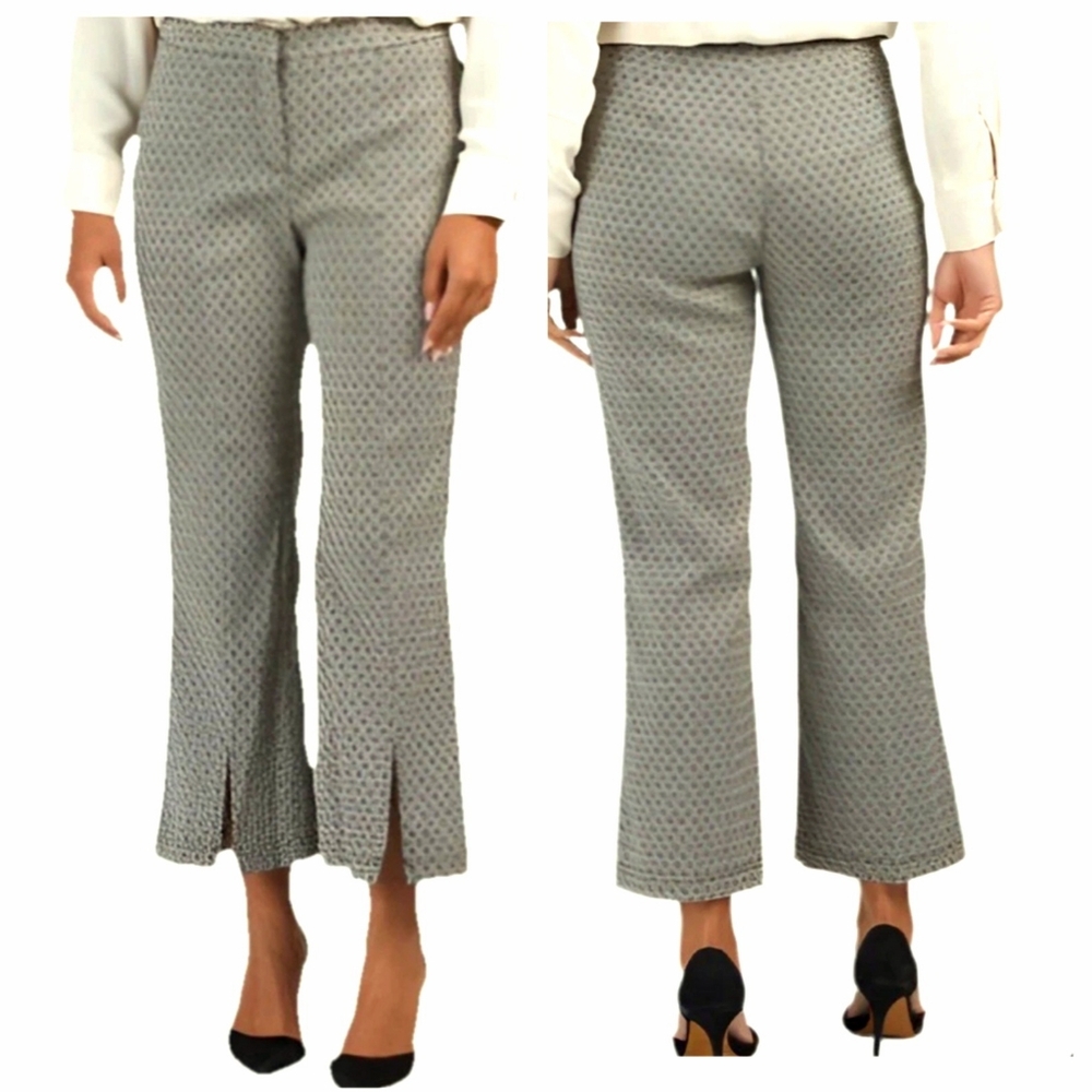 Nanette Lepore Slit Front Metallic Jacquard Stretch Ankle Pants Women's Sz 8